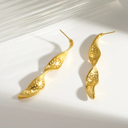 Σκουλαρίκια επιχρυσωμένο ατσάλι στριφογυριστά-EA341