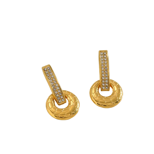 Σκουλαρίκια επιχρυσωμένο ατσάλι στρόγγυλα με zircon-EA564