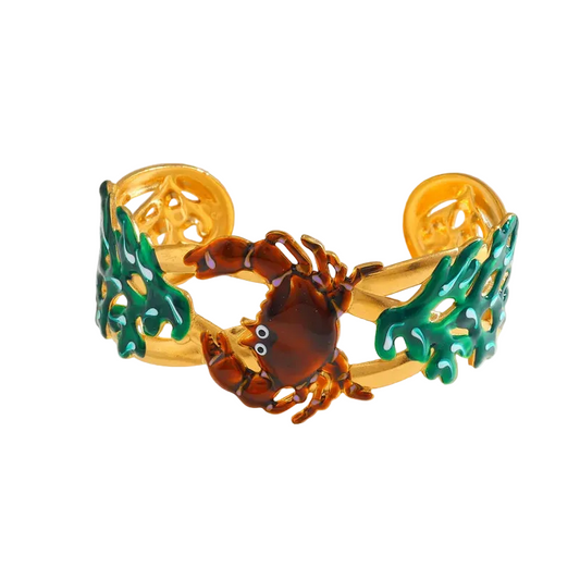 Βραχιόλι επιχρυσωμένο ατσάλι με καβούρι καφέ- BR421