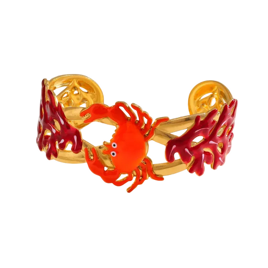 Βραχιόλι επιχρυσωμένο ατσάλι με καβούρι πορτοκαλί - BR420