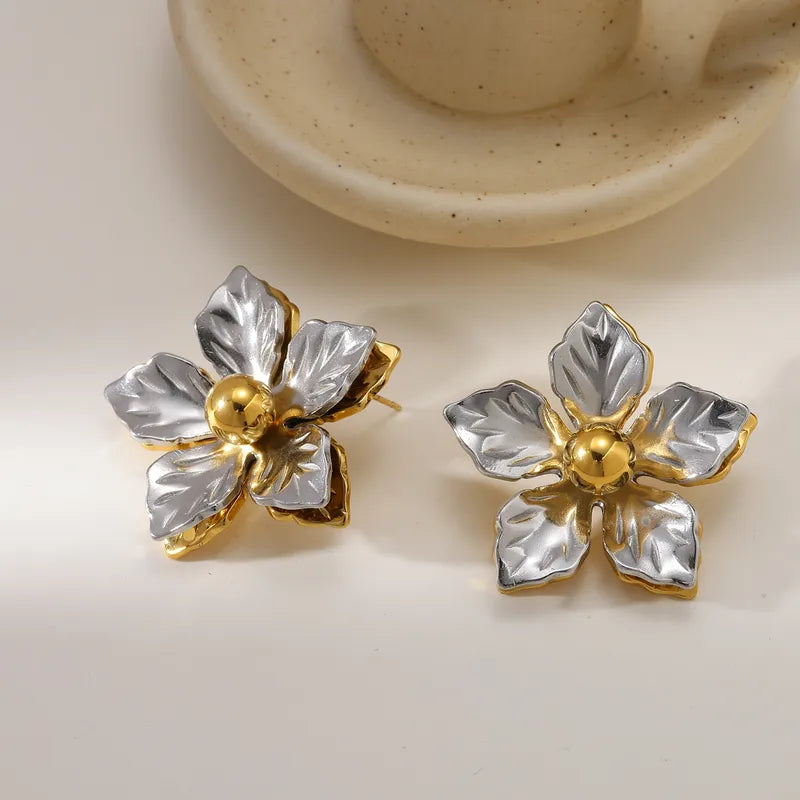 Σκουλαρίκια επιχρυσωμένο ατσάλι λουλούδια-EA295