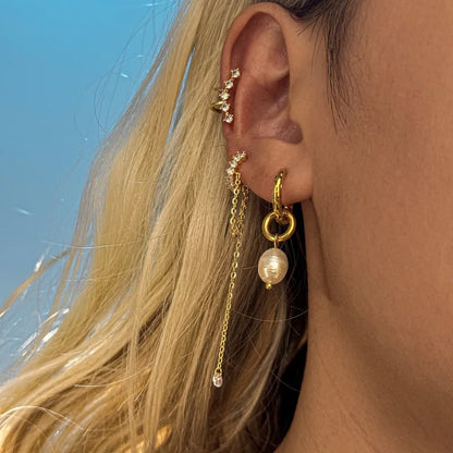 Cercei cerc din oțel placat cu aur cu perlă-EA512