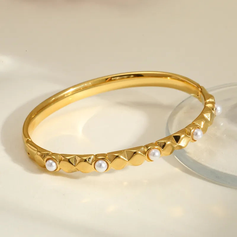 Βραχιόλι επιχρυσωμένο ατσάλι με περλίτσες-BR235