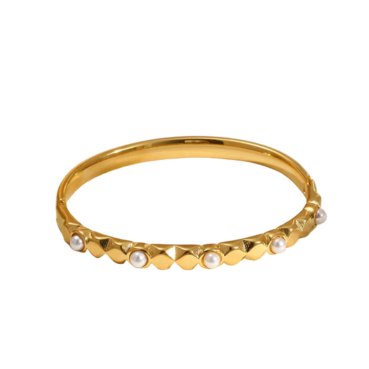 Βραχιόλι επιχρυσωμένο ατσάλι με περλίτσες-BR235