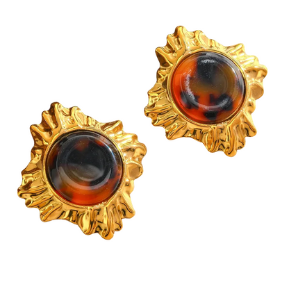 Σκουλαρίκια επιχρυσωμένο ατσάλι ήλιος-EA575