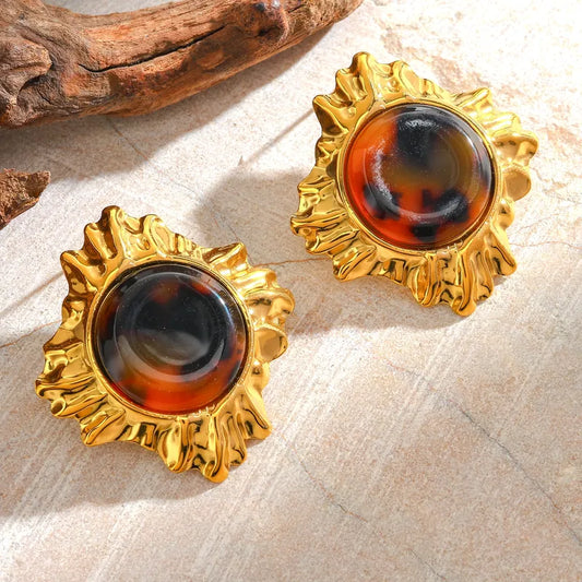 Σκουλαρίκια επιχρυσωμένο ατσάλι ήλιος-EA575