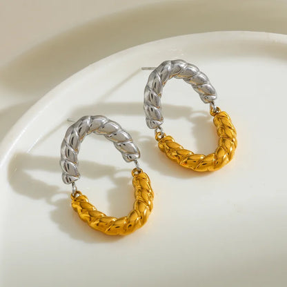 Σκουλαρίκια επιχρυσωμένο ατσάλι μισό ασημί-EA623