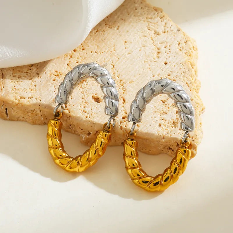 Σκουλαρίκια επιχρυσωμένο ατσάλι μισό ασημί-EA623