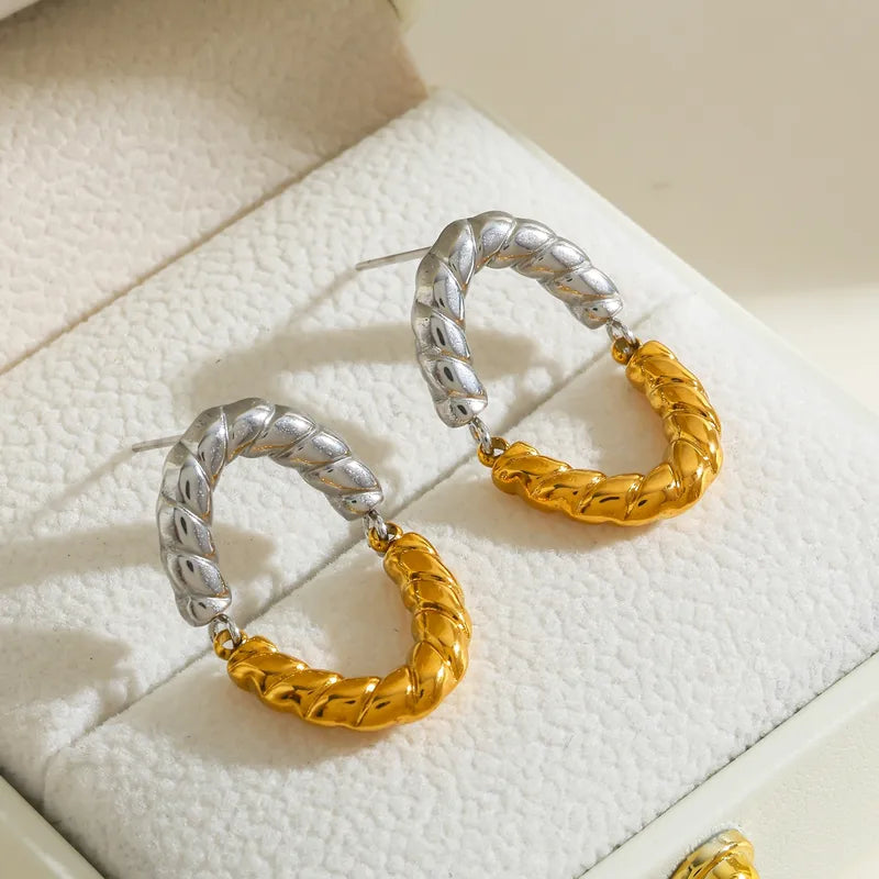 Σκουλαρίκια επιχρυσωμένο ατσάλι μισό ασημί-EA623