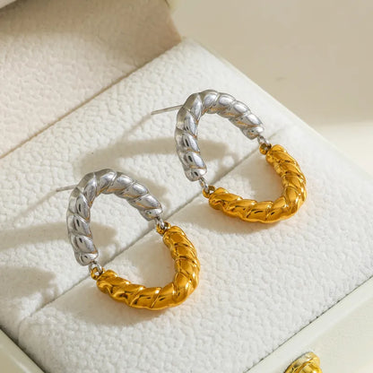 Σκουλαρίκια επιχρυσωμένο ατσάλι μισό ασημί-EA623