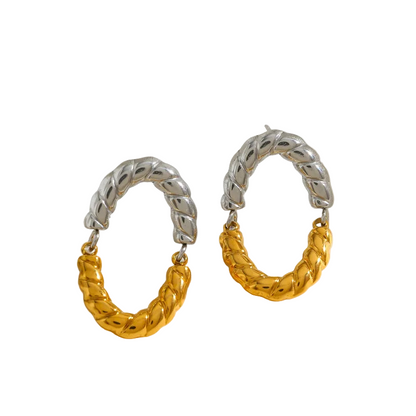 Σκουλαρίκια επιχρυσωμένο ατσάλι μισό ασημί-EA623