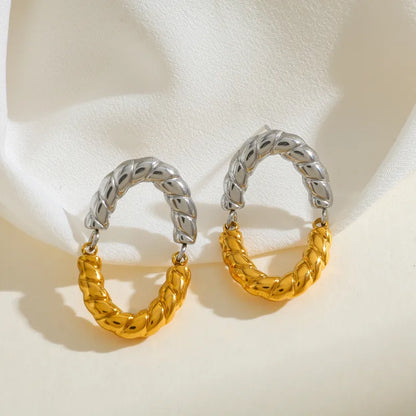 Σκουλαρίκια επιχρυσωμένο ατσάλι μισό ασημί-EA623