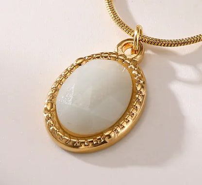 Κολιέ επιχρυσωμένο ατσάλι διπλό με λευκή πέτρα-NE118