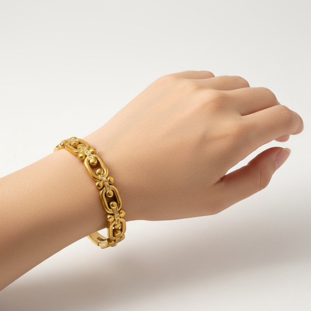 Βραχιόλι επιχρυσωμένο ατσάλι με zircon-BR163