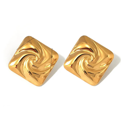 Σκουλαρίκια επιχρυσωμένο ατσάλι τετράγωνο-EA507