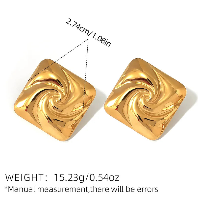 Σκουλαρίκια επιχρυσωμένο ατσάλι τετράγωνο-EA507