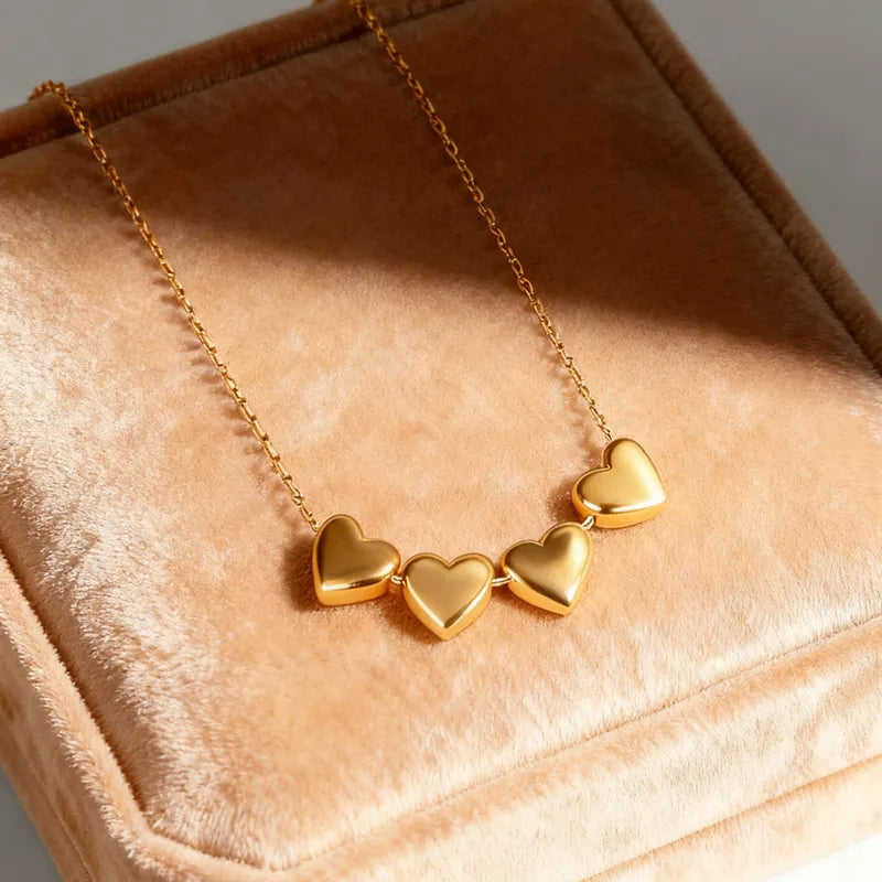 Σετ επιχρυσωμένο ατσάλι κολιέ και σκουλαρίκια με καρδιές-SET056