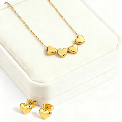 Σετ επιχρυσωμένο ατσάλι κολιέ και σκουλαρίκια με καρδιές-SET056