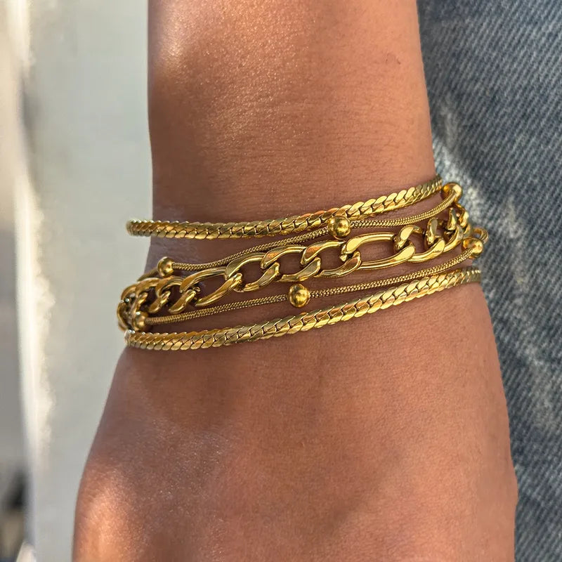 Βραχιόλι επιχρυσωμένο ατσάλι πενταπλό-BR009