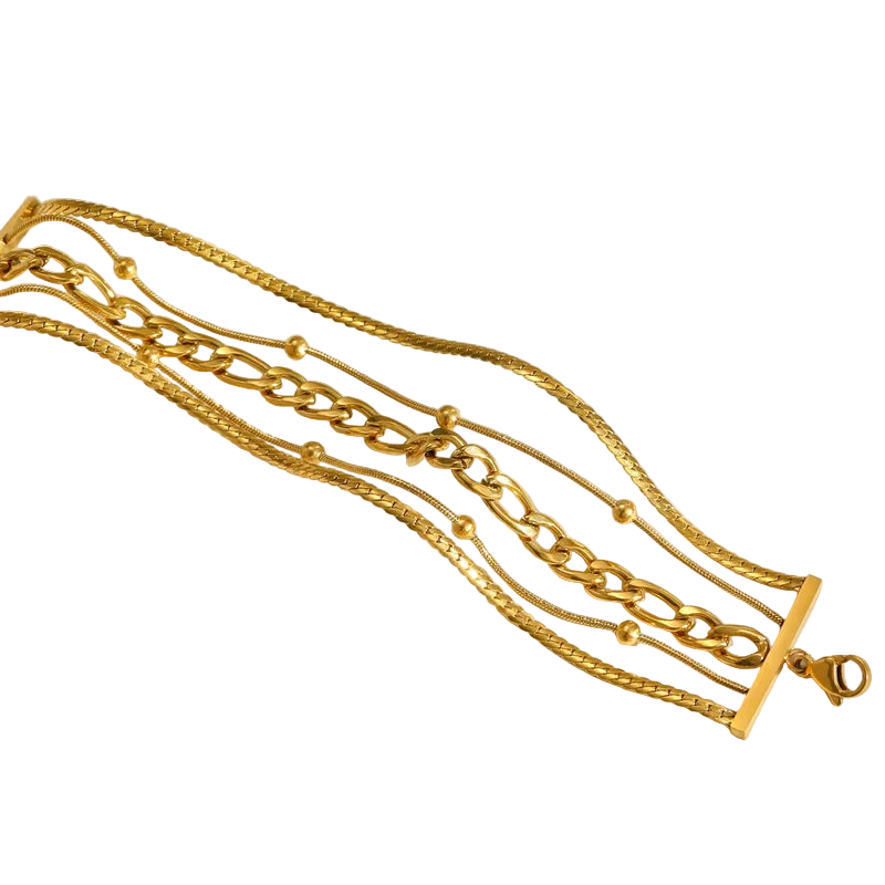 Βραχιόλι επιχρυσωμένο ατσάλι πενταπλό-BR009