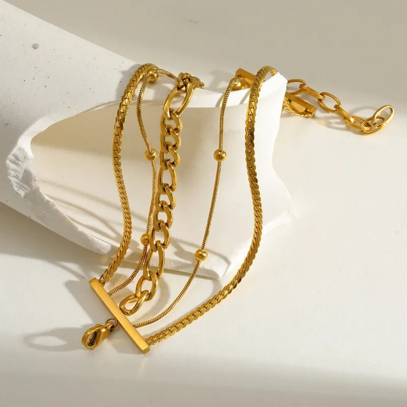 Βραχιόλι επιχρυσωμένο ατσάλι πενταπλό-BR009