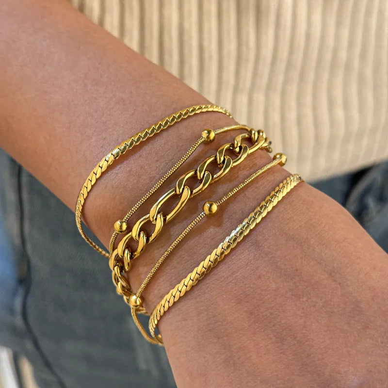 Βραχιόλι επιχρυσωμένο ατσάλι πενταπλό-BR009