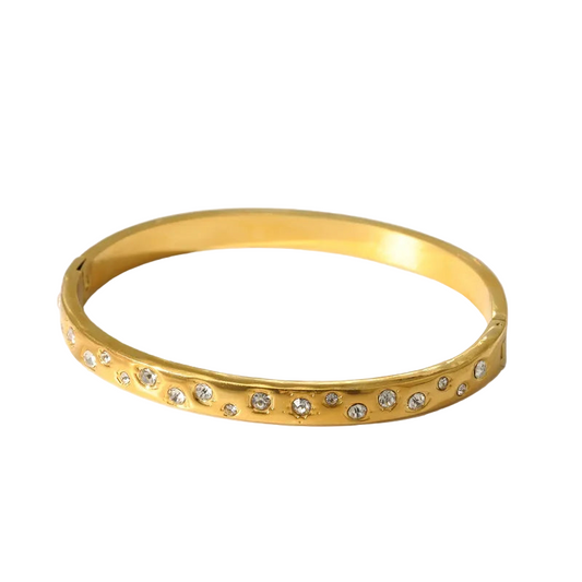 Βραχιόλι επιχρυσωμένο ατσάλι με πολλά zircon-BR250