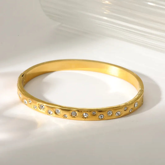 Βραχιόλι επιχρυσωμένο ατσάλι με πολλά zircon-BR250