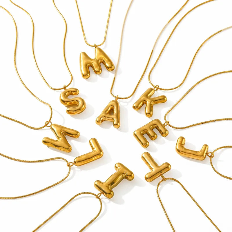 Κολιέ επιχρυσωμένο ατσάλι με αλφάβητο-NE475