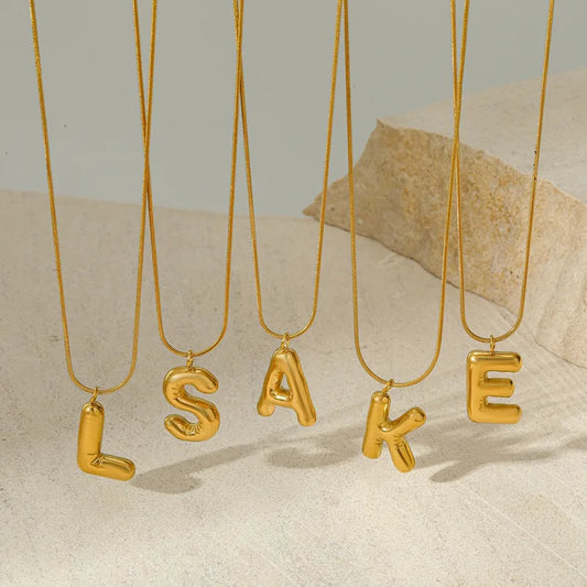 Κολιέ επιχρυσωμένο ατσάλι με αλφάβητο-NE475