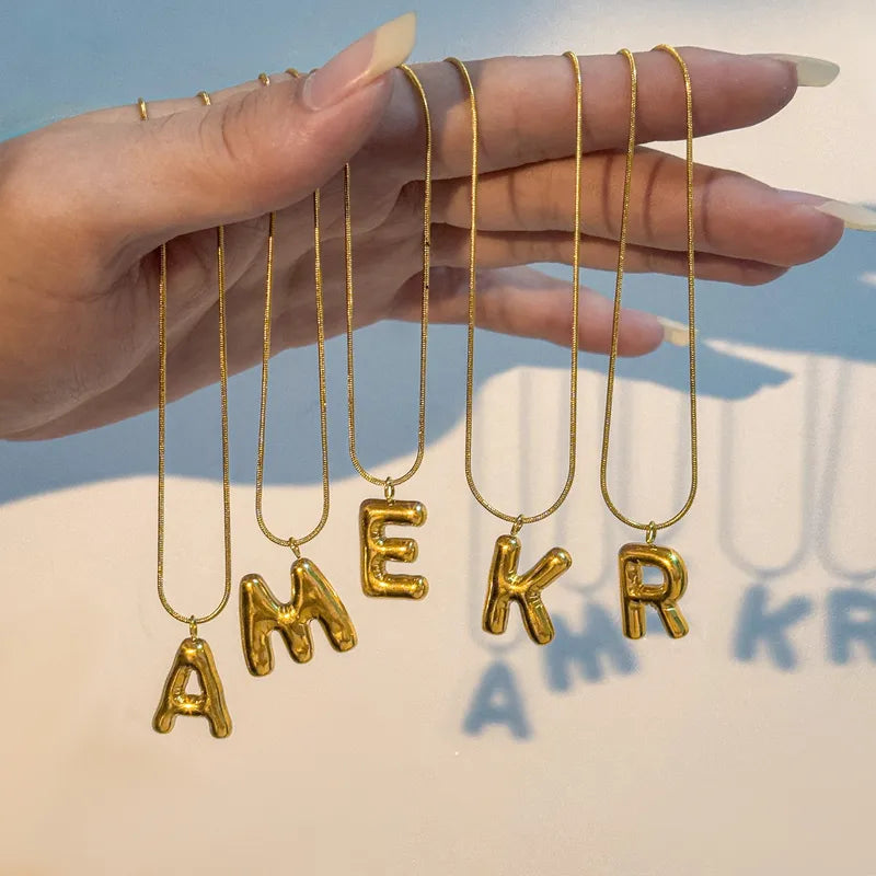 Κολιέ επιχρυσωμένο ατσάλι με αλφάβητο-NE475