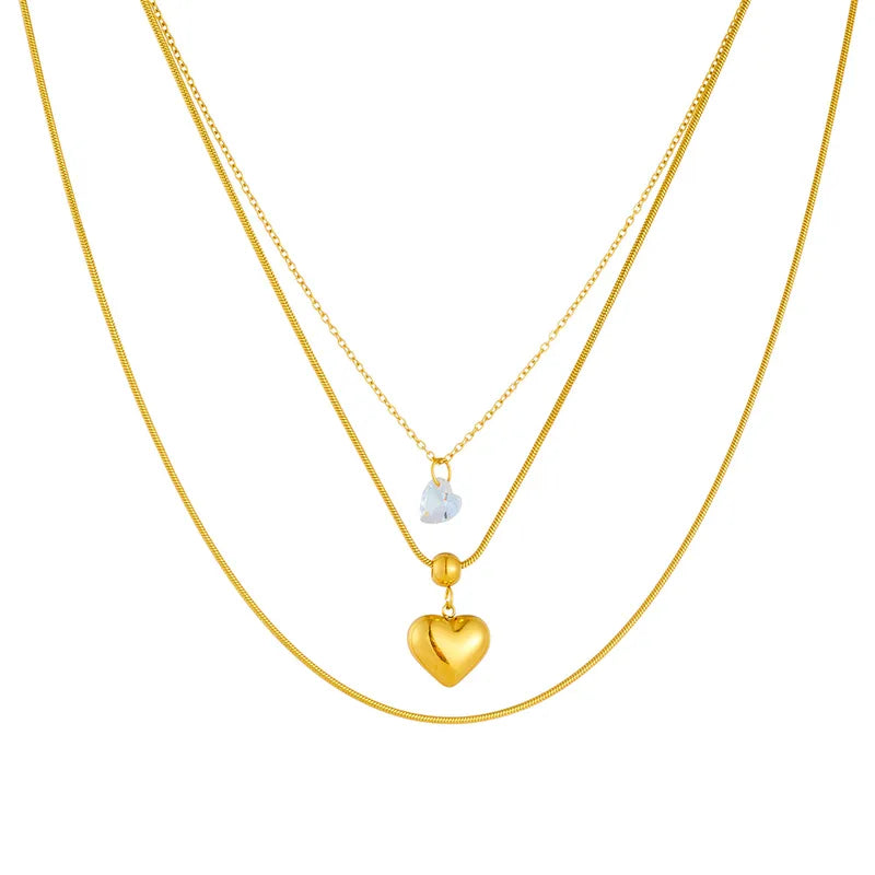 Colier din oțel placat cu aur Triple-NE511