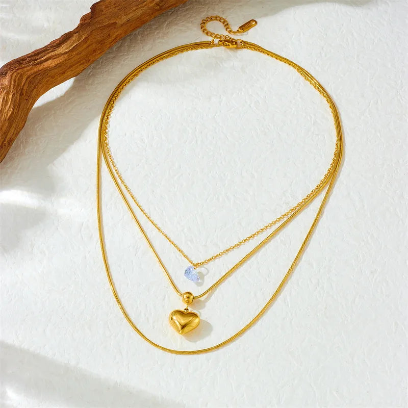 Colier din oțel placat cu aur Triple-NE511