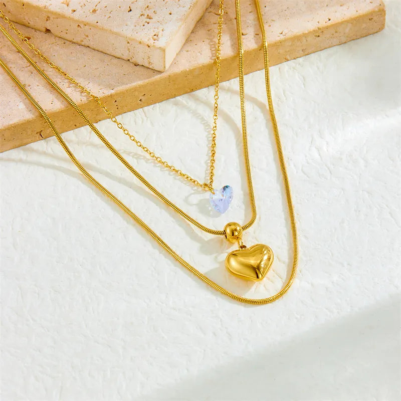 Colier din oțel placat cu aur Triple-NE511