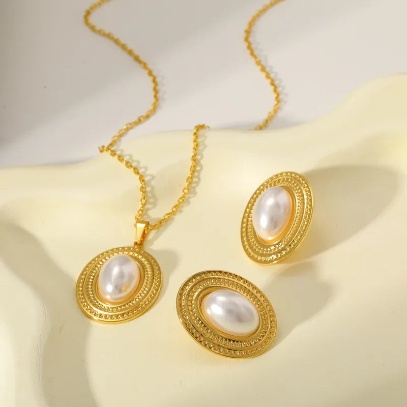 Σετ επιχρυσωμένο ατσάλι με πέρλες-SET038