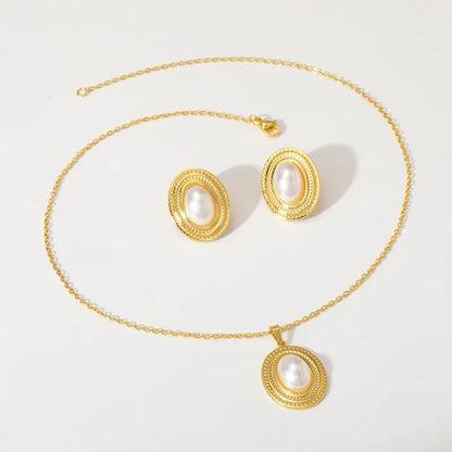 Σετ επιχρυσωμένο ατσάλι με πέρλες-SET038