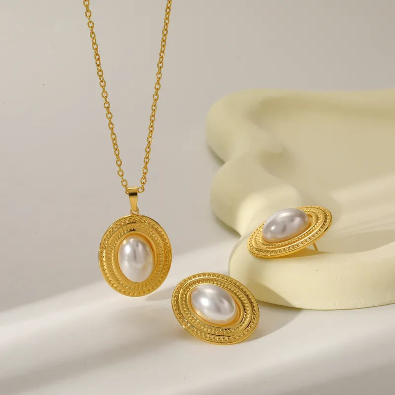 Σετ επιχρυσωμένο ατσάλι με πέρλες-SET038