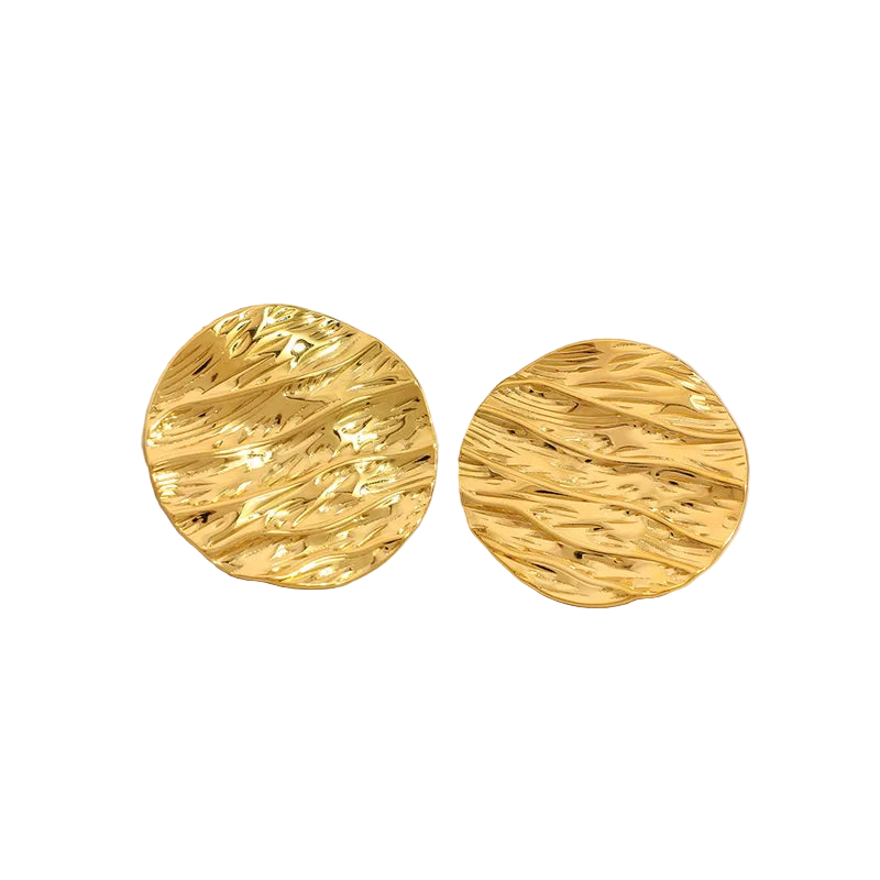 Σκουλαρίκια επιχρυσωμένο ατσάλι στρόγγυλα με υφή-EA051
