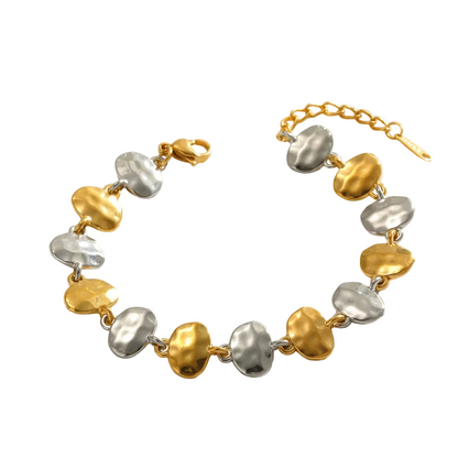 Βραχιόλι επιχρυσωμένο ατσάλι με ασημί -BR023