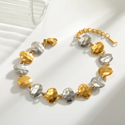 Βραχιόλι επιχρυσωμένο ατσάλι με ασημί -BR023