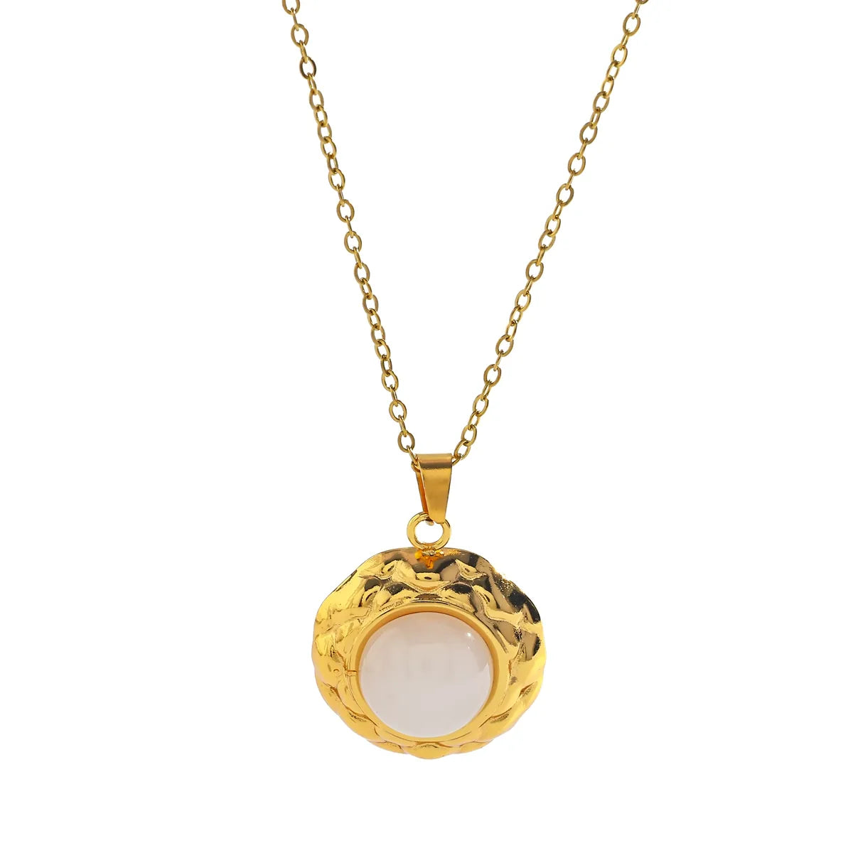 Κολιέ επιχρυσωμένο ατσάλι με λευκή πέτρα-NE197