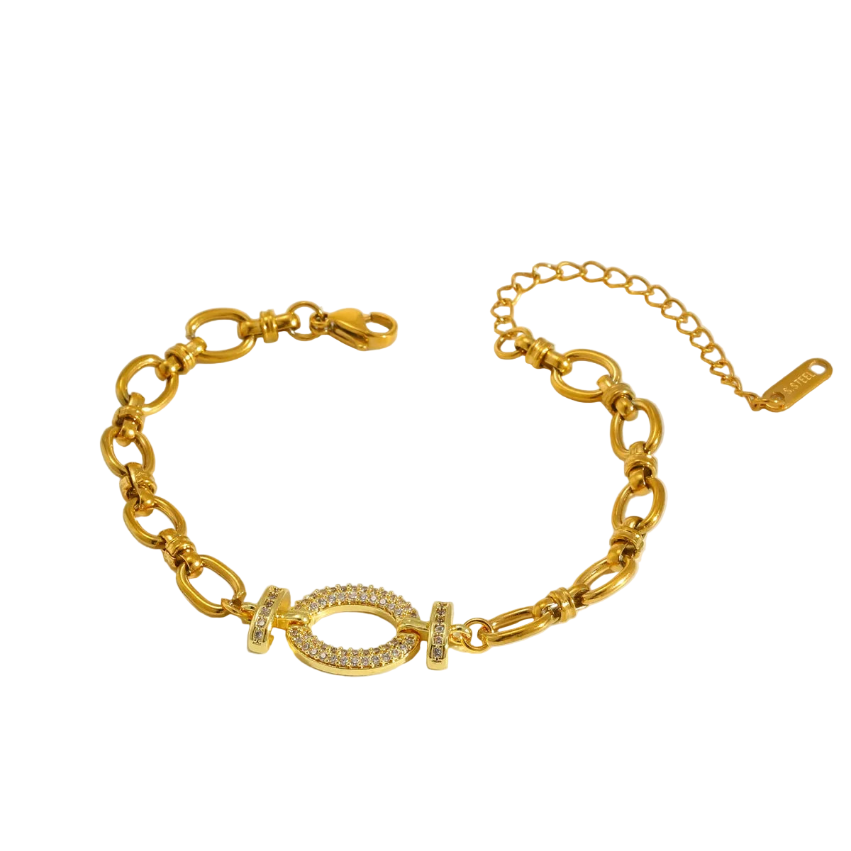 Βραχιόλι επιχρυσωμένο ατσάλι αλυσίδα με zircon-BR176