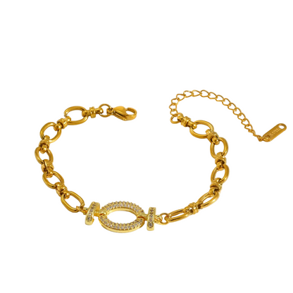 Βραχιόλι επιχρυσωμένο ατσάλι αλυσίδα με zircon-BR176