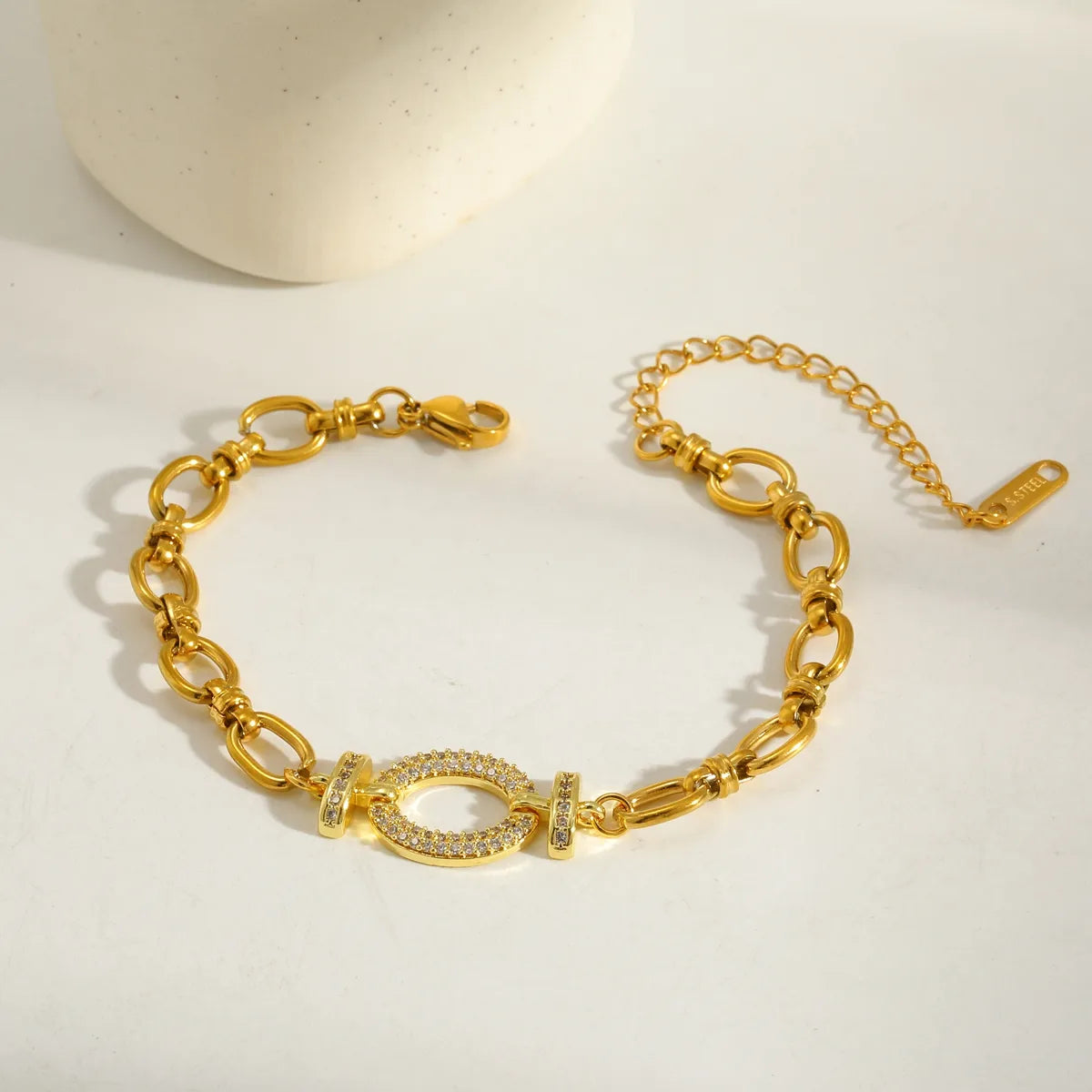 Βραχιόλι επιχρυσωμένο ατσάλι αλυσίδα με zircon-BR176