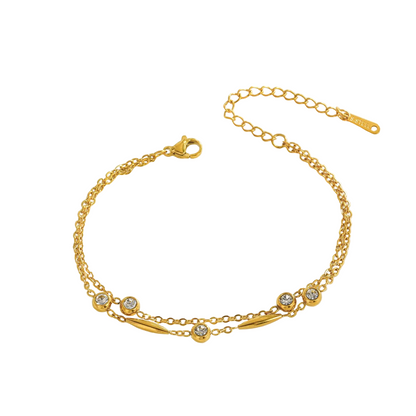 Βραχιόλι επιχρυσωμένο ατσάλι με zircon-BR244