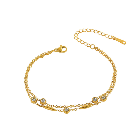 Βραχιόλι επιχρυσωμένο ατσάλι με zircon-BR244