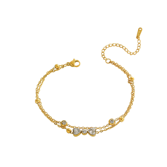 Βραχιόλι επιχρυσωμένο ατσάλι με zircon-BR246