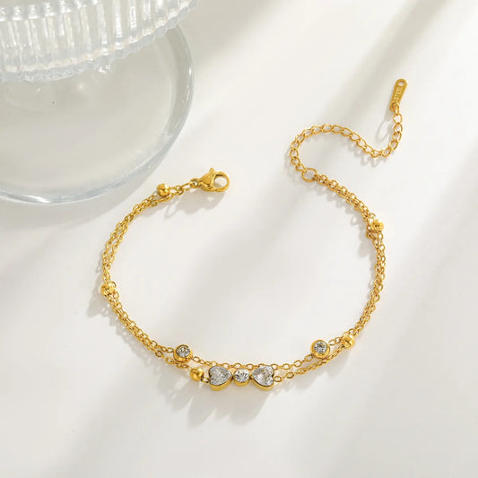 Βραχιόλι επιχρυσωμένο ατσάλι με zircon-BR246