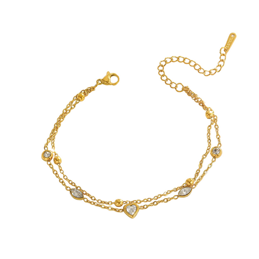 Βραχιόλι επιχρυσωμένο ατσάλι με zircon-BR015