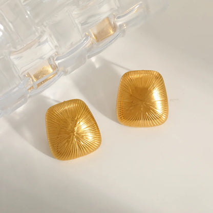 Cercei patrati din otel placat cu aur-EA021